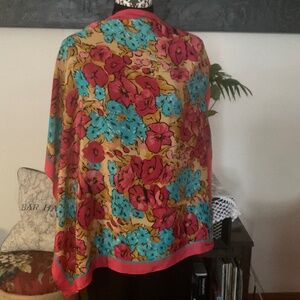 Carole Little Vintage Multi Color Floral Printed Scarf